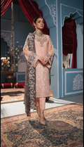 Ayzel Luxury Delux Chiffon Embroidred | Unstitched Peach Pink