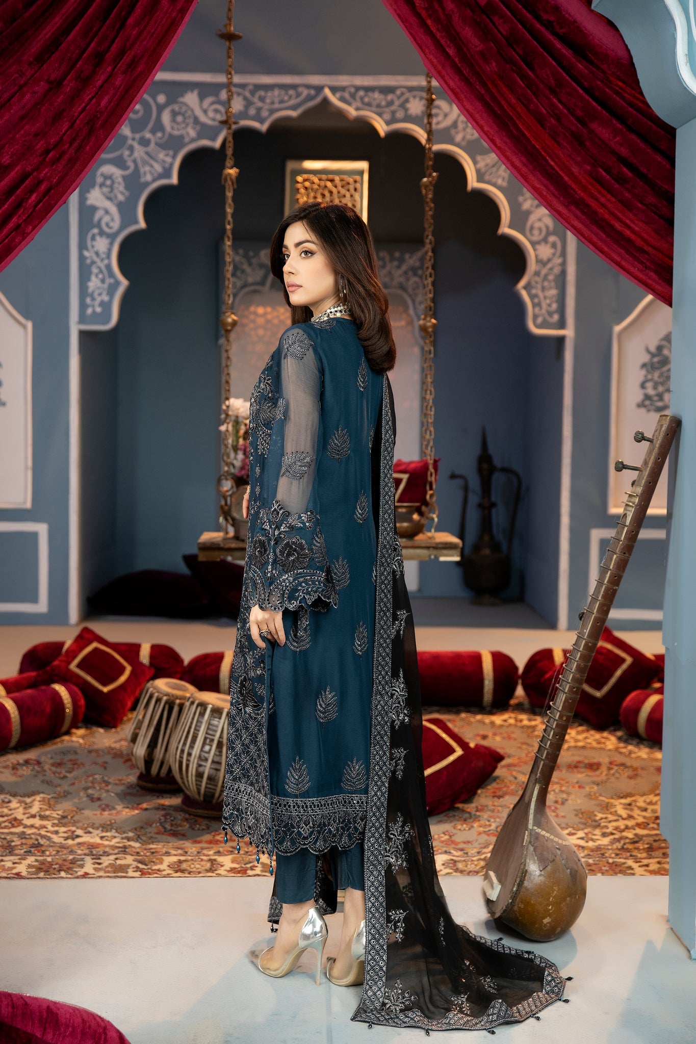 Elzina Luxury Chiffon Embroidered | Unstitched (Zync & Black) Exclusive (Restocked)