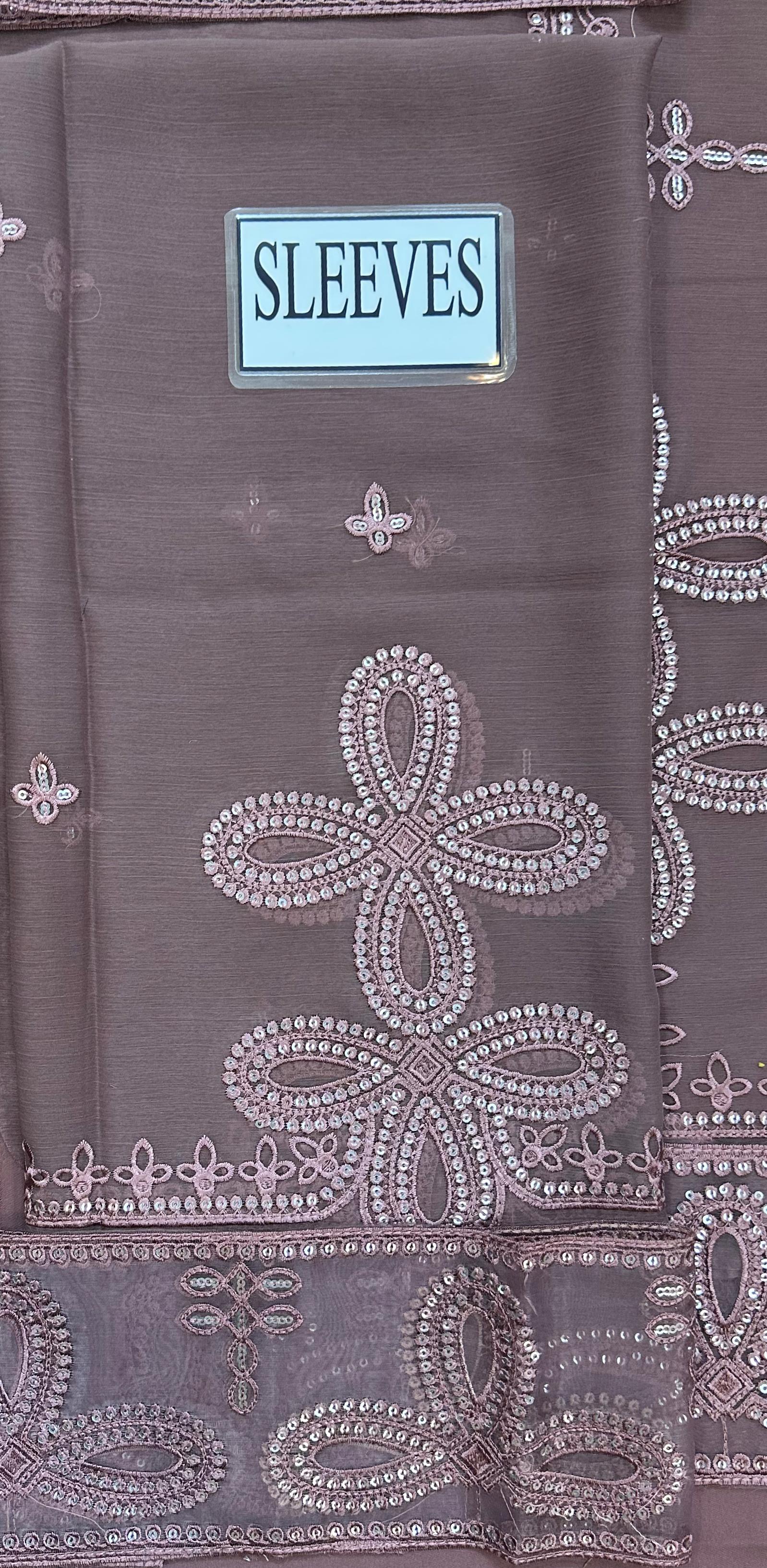 Gulaal Luxury Chiffon Emboridered 3 Piece Unstitched D-2492 (Commplemantry 5ML Premium Fragrance)