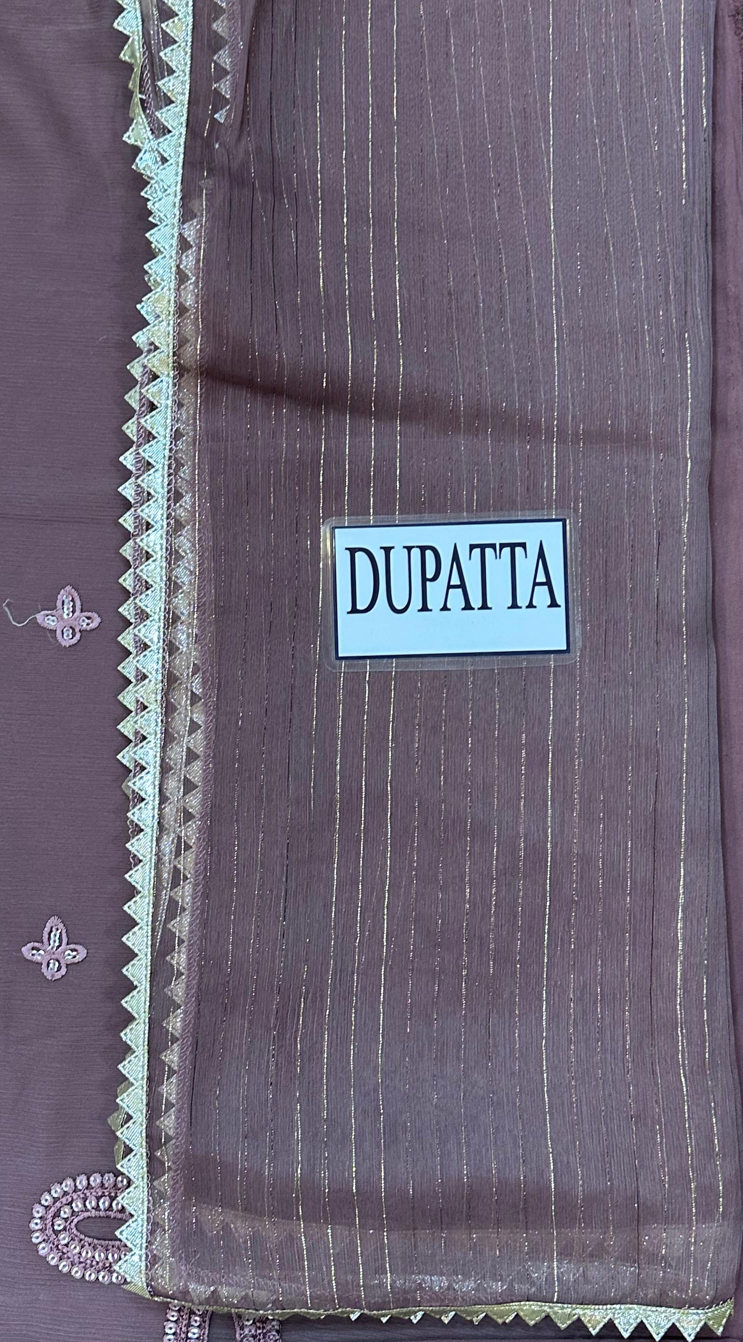 Gulaal Luxury Chiffon Emboridered 3 Piece Unstitched D-2492 (Commplemantry 5ML Premium Fragrance)