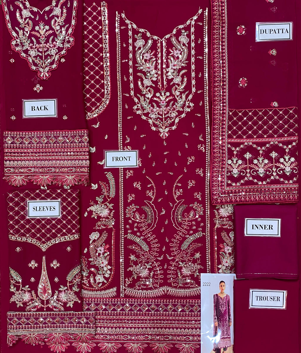 Gulaal Luxury Chiffon Embroidered | 3 Piece Unstitched D-2222