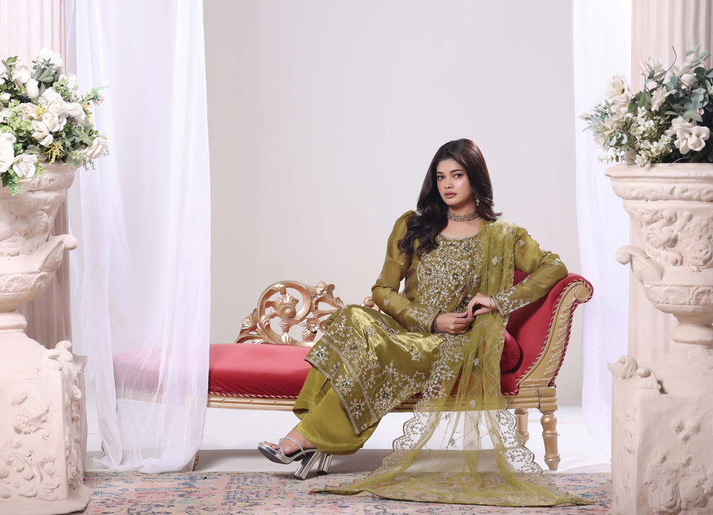 Zaria Luxury Sheesha Silk Embroidered with Hand embellishments | Unstitched ZSL-8405