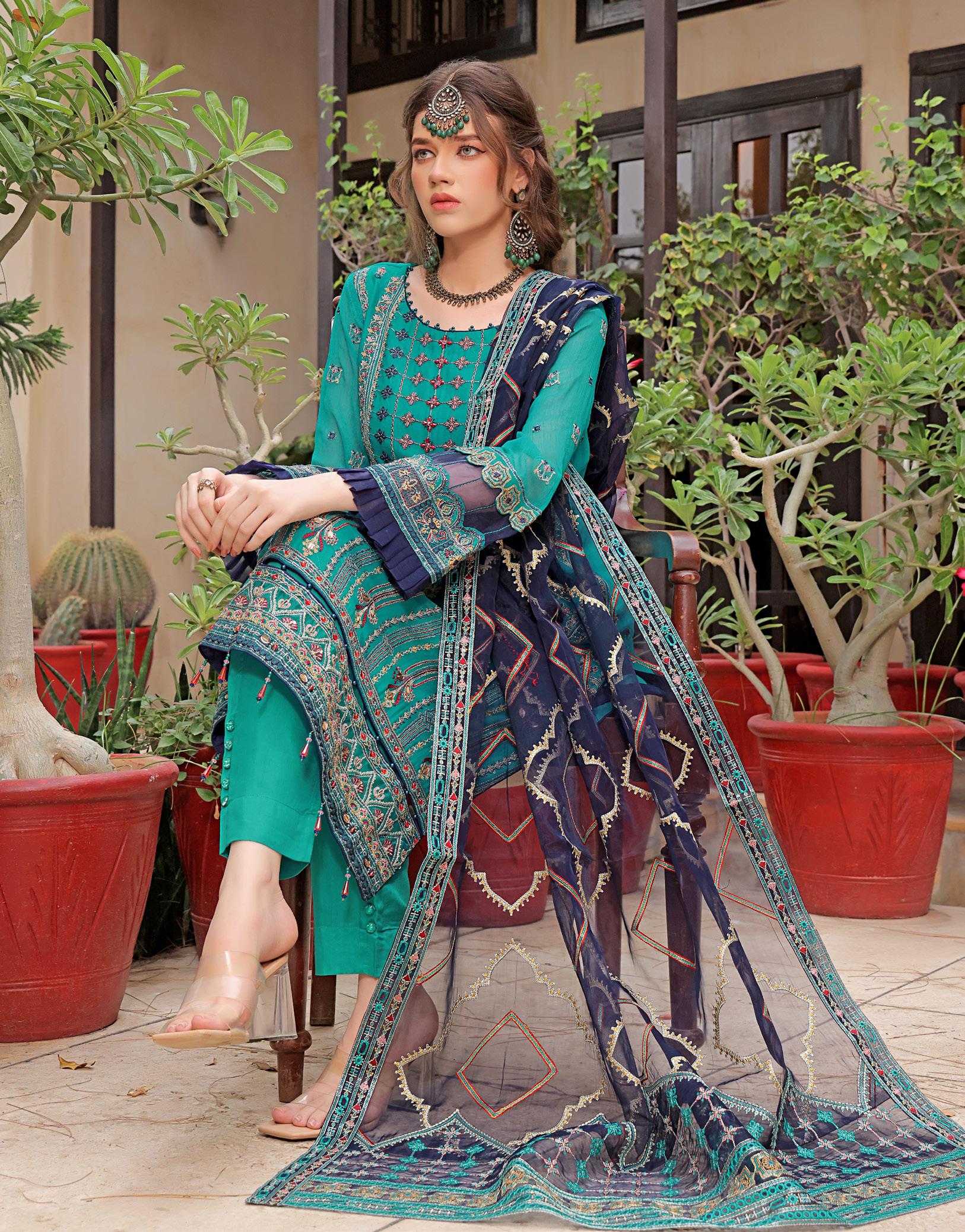 Zainab Chottani Luxury Chiffon Unstitched | WJ-5015 (𝟎𝟏 𝐥𝐞𝐟𝐭 𝐨𝐧𝐥𝐲)
