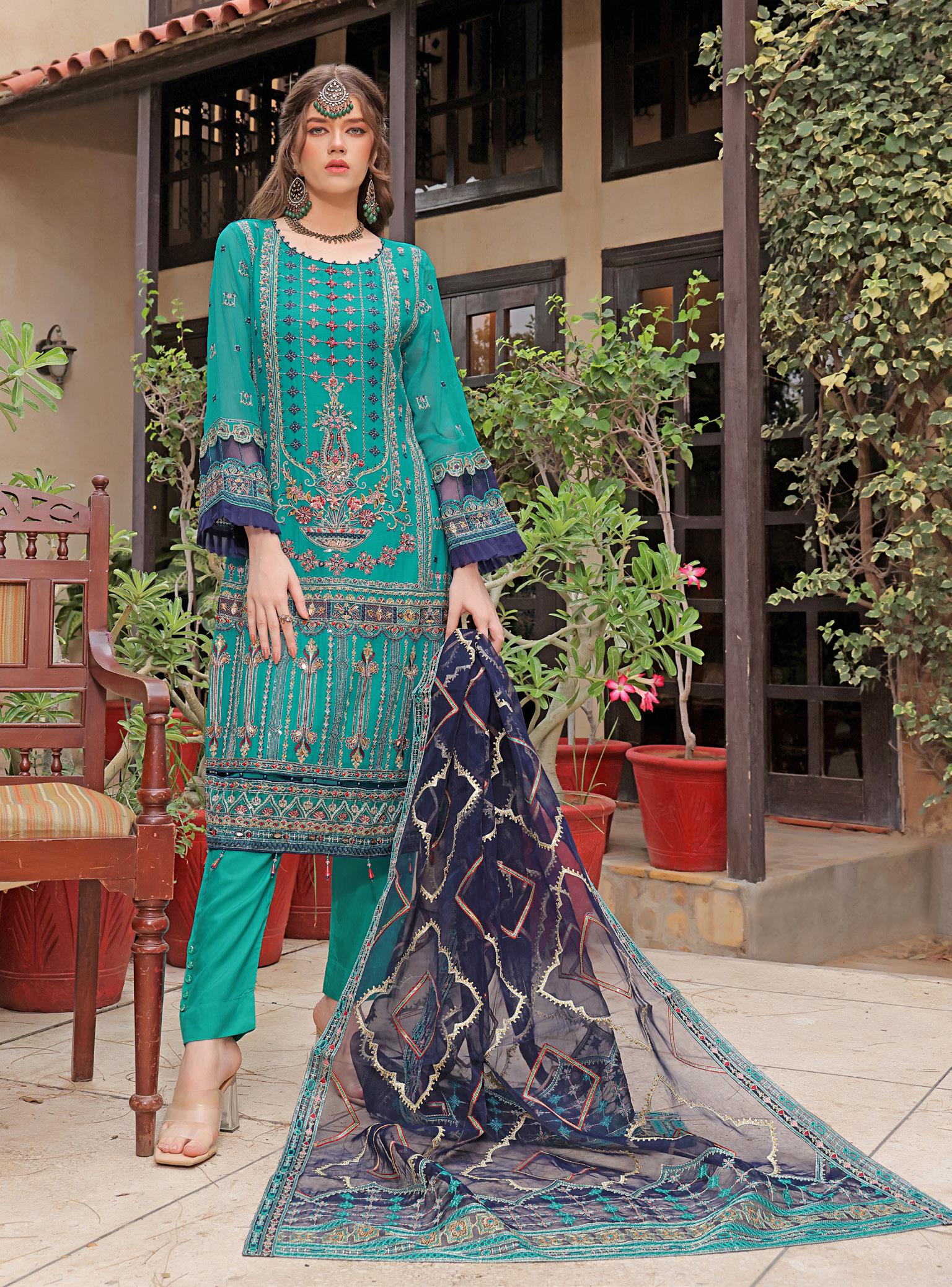 Zainab Chottani Luxury Chiffon Unstitched | WJ-5015 (𝟎𝟏 𝐥𝐞𝐟𝐭 𝐨𝐧𝐥𝐲)