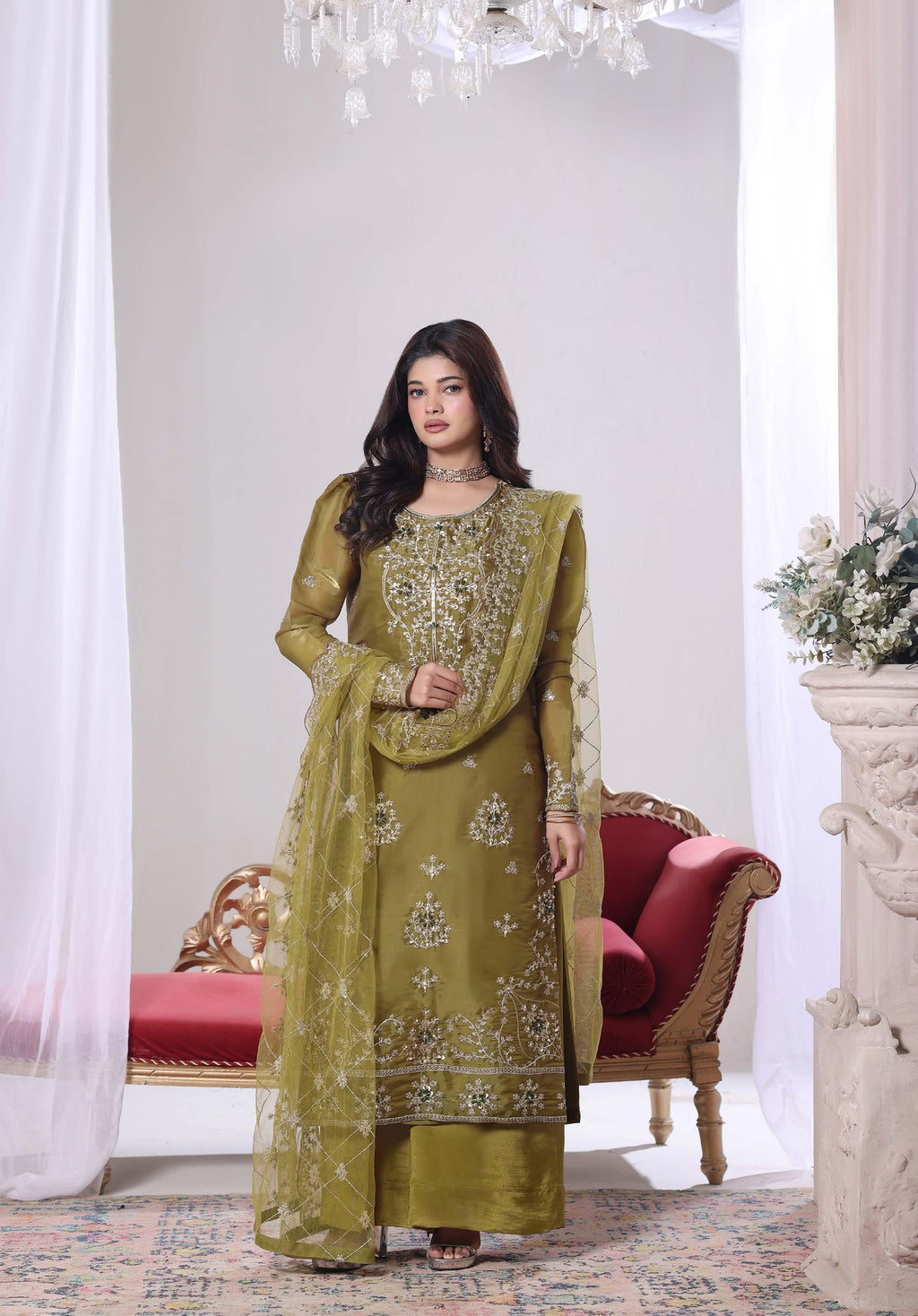 Zaria Luxury Sheesha Silk Embroidered with Hand embellishments | Unstitched ZSL-8405