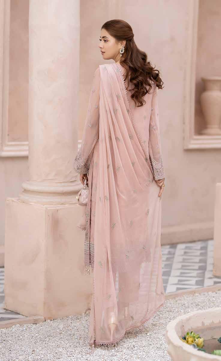 Zainab Chottani Maisa Luxury Chiffon | Unstitched Embroidered - Tea Pink