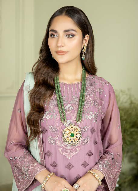 Zainab Chottani Bareea Chiffon | Unstitched Embroidered BRN-Pink (𝟎𝟏 𝐥𝐞𝐟𝐭 𝐨𝐧𝐥𝐲)
