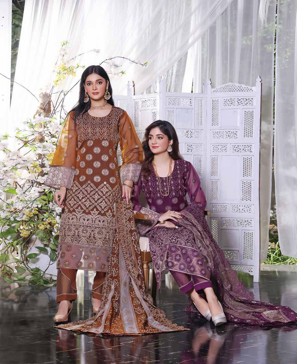 Alina luxury Orgamza Embroidered Unstitched  | NMM-1990
