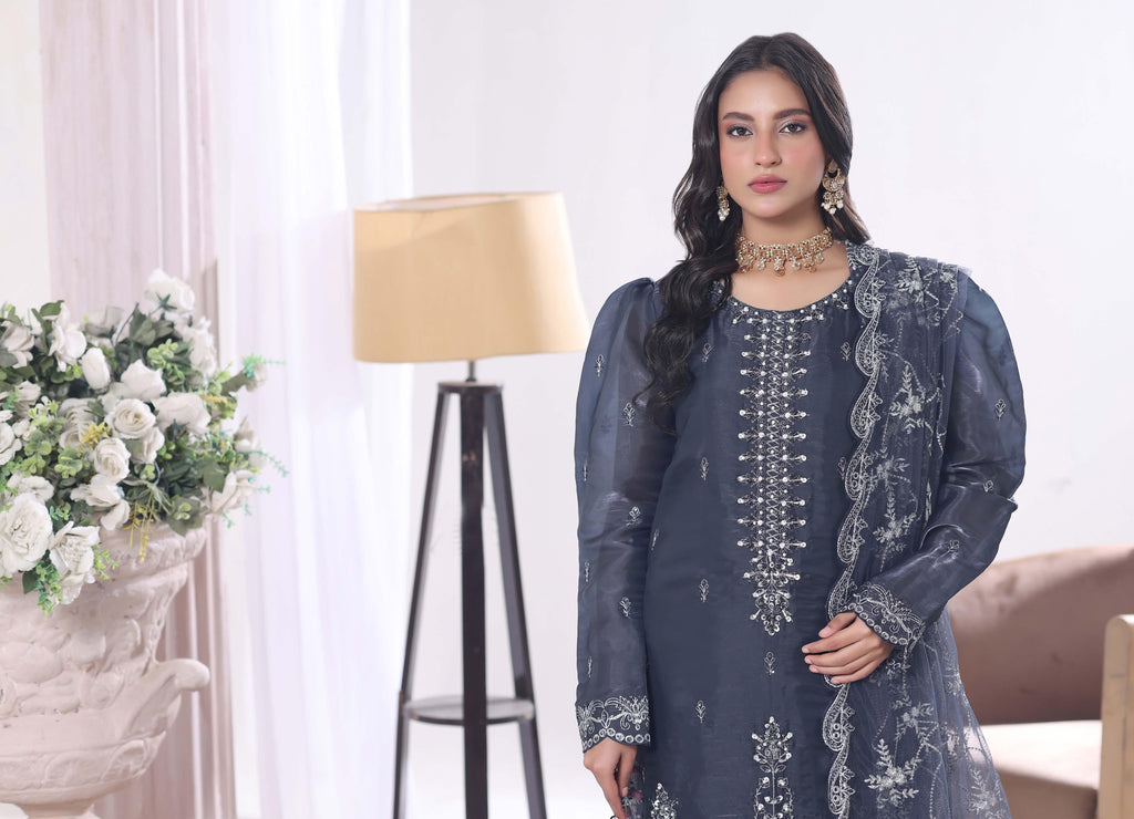 Zaria Luxury Sheesha Silk Embroidered with Hand embellishments | Unstitched ZSL-8401