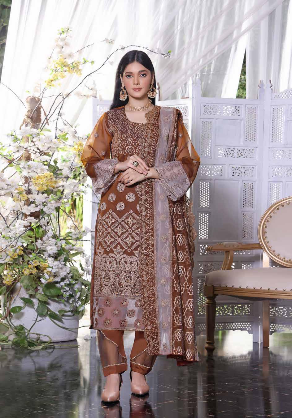 Alina luxury Orgamza Embroidered Unstitched  | NMM-1990