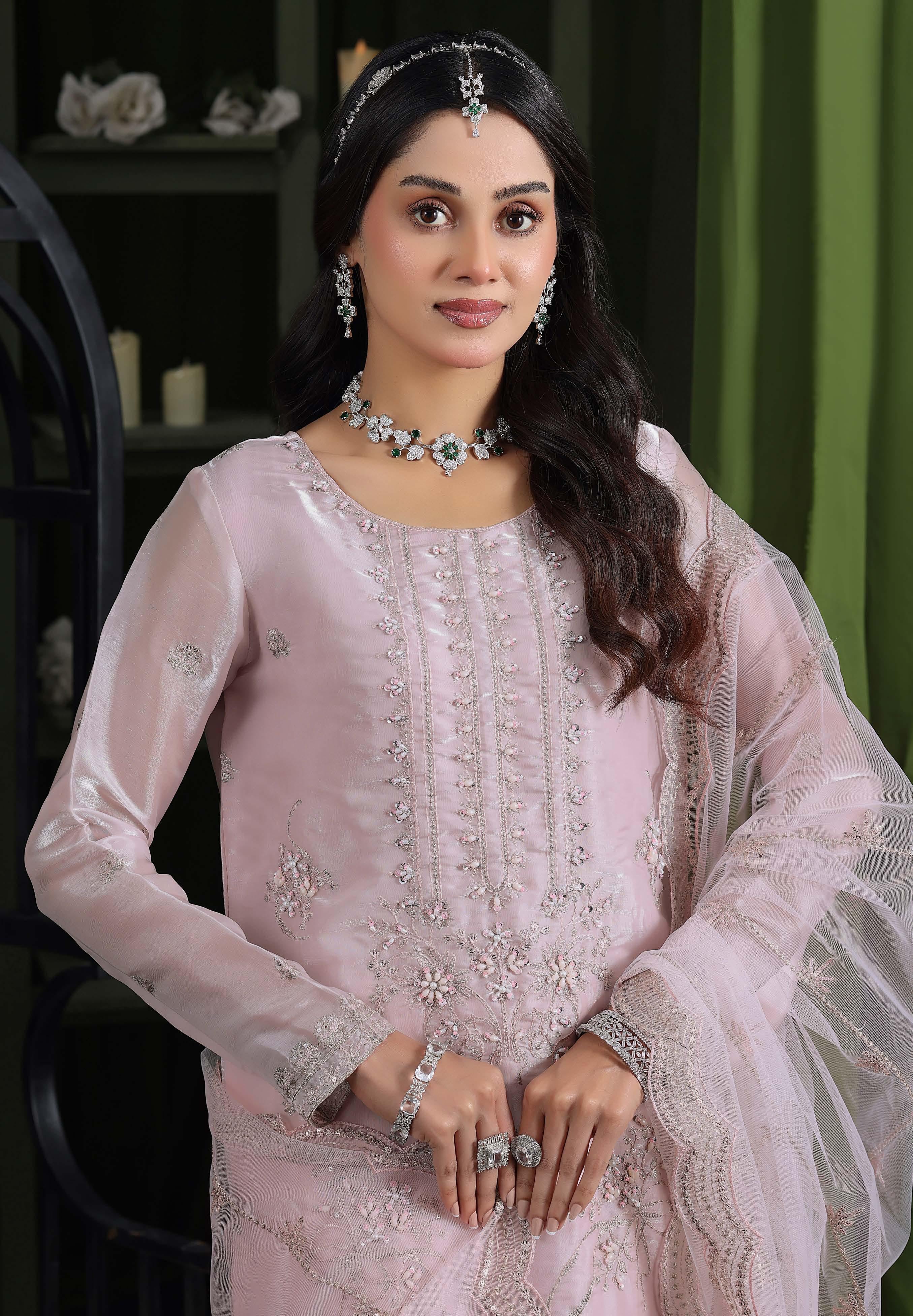 Heer Luxury Sheesha Silk Embroidered with Hand embellishments | Unstitched HSL-7881