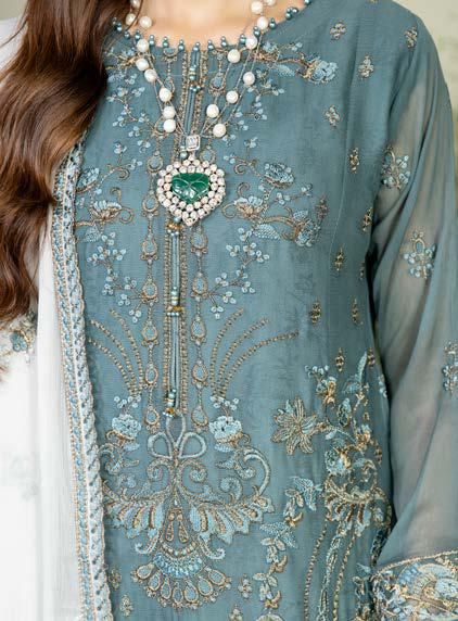 Zainab Chottani Bareea Chiffon | Unstitched Embroidered D-BL29