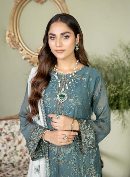 Zainab Chottani Bareea Chiffon | Unstitched Embroidered D-BL29