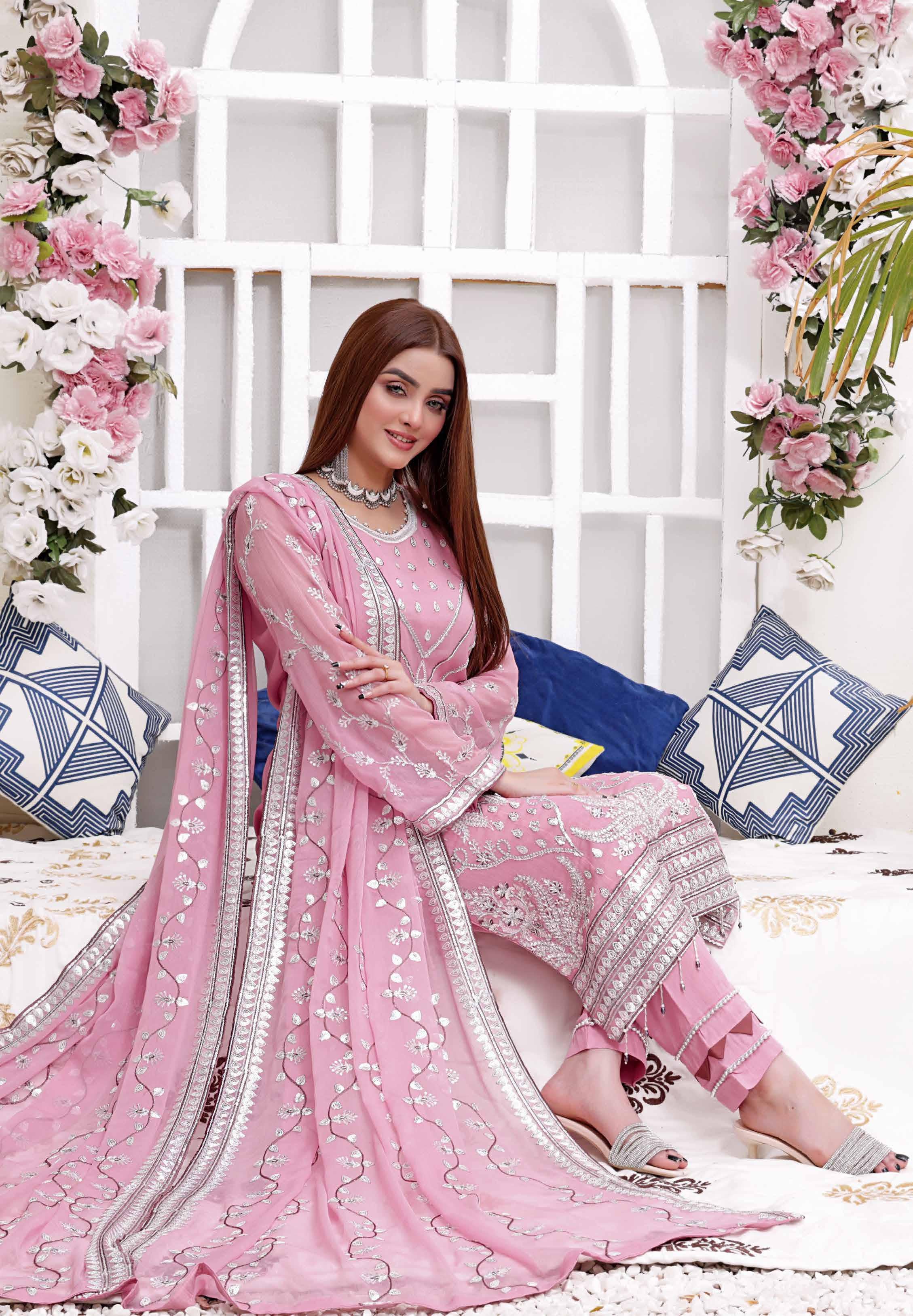FORMAL CHIFFON UN-STITCHED JM-1206 (𝟎𝟏 𝐥𝐞𝐟𝐭 𝐨𝐧𝐥𝐲)