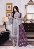 ANZ-2012 Exclusive Chiffon Embroidered Unstitched | French Grey