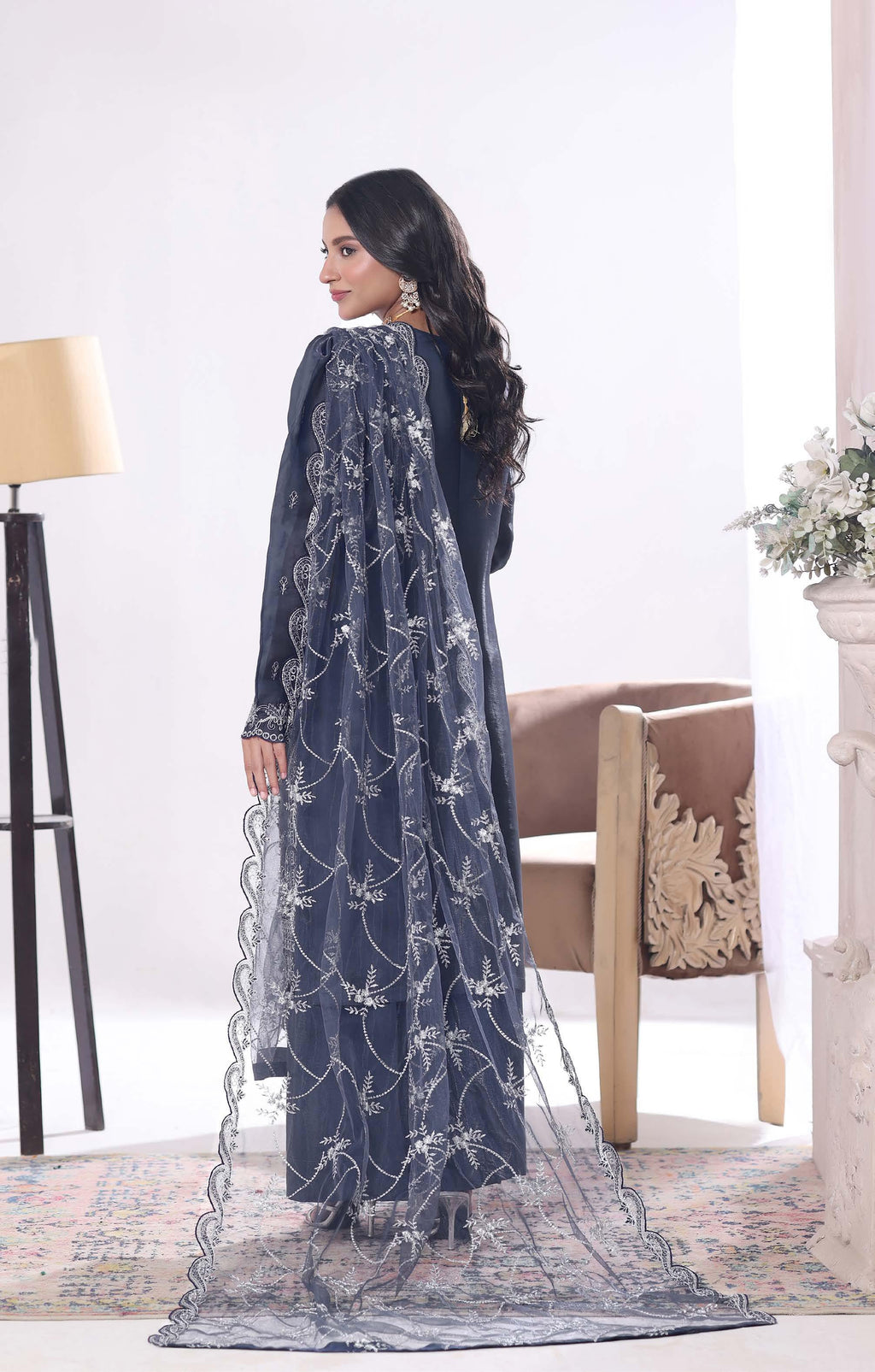 Zaria Luxury Sheesha Silk Embroidered with Hand embellishments | Unstitched ZSL-8401