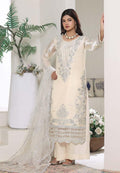 HSN-4336 Luxury Embroidered Silk Suit | 3 Piece Unstitched Cream Shell