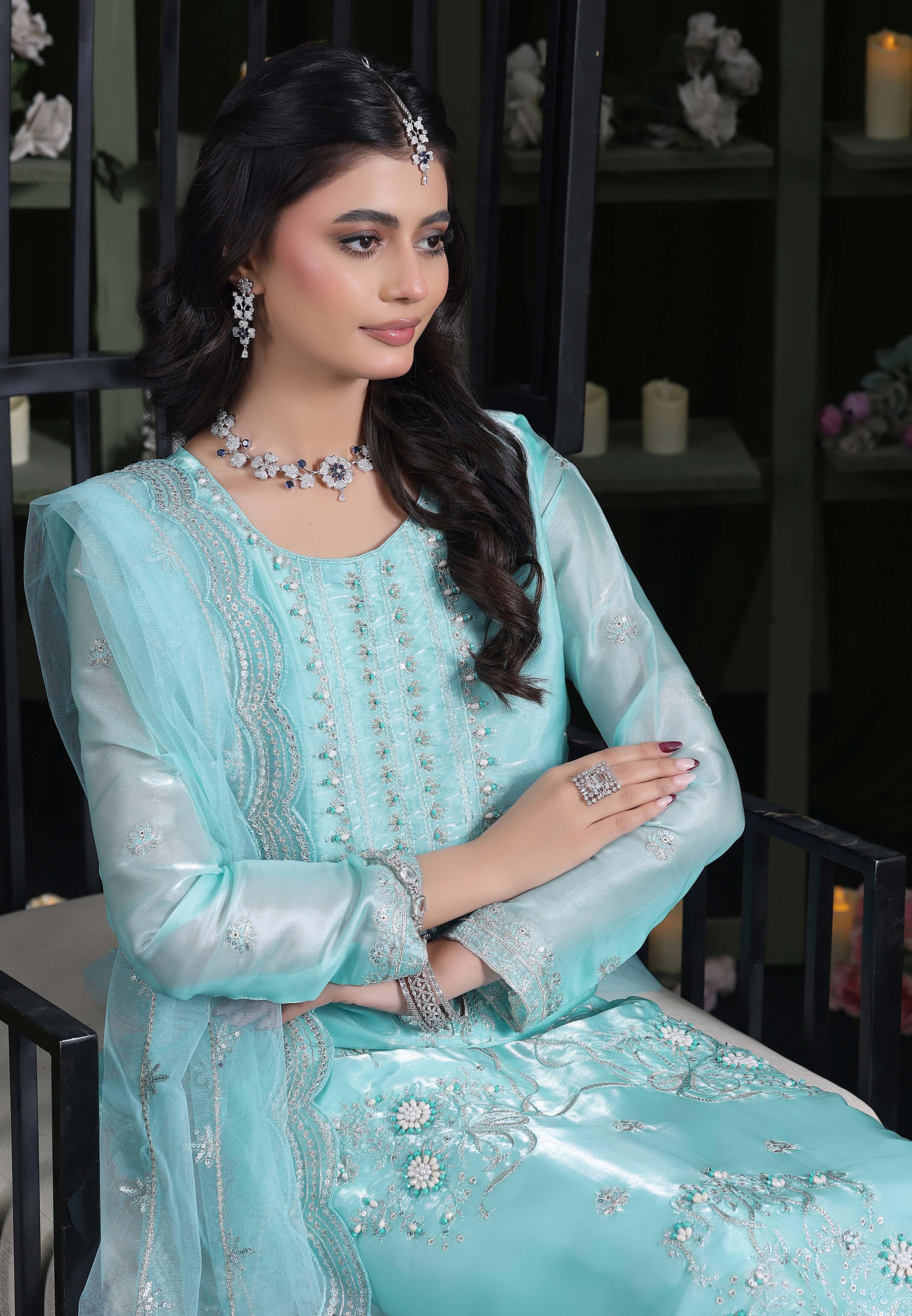 Heer Luxury Sheesha Silk Embroidered with Hand embellishments | Unstitched HSL-7882
