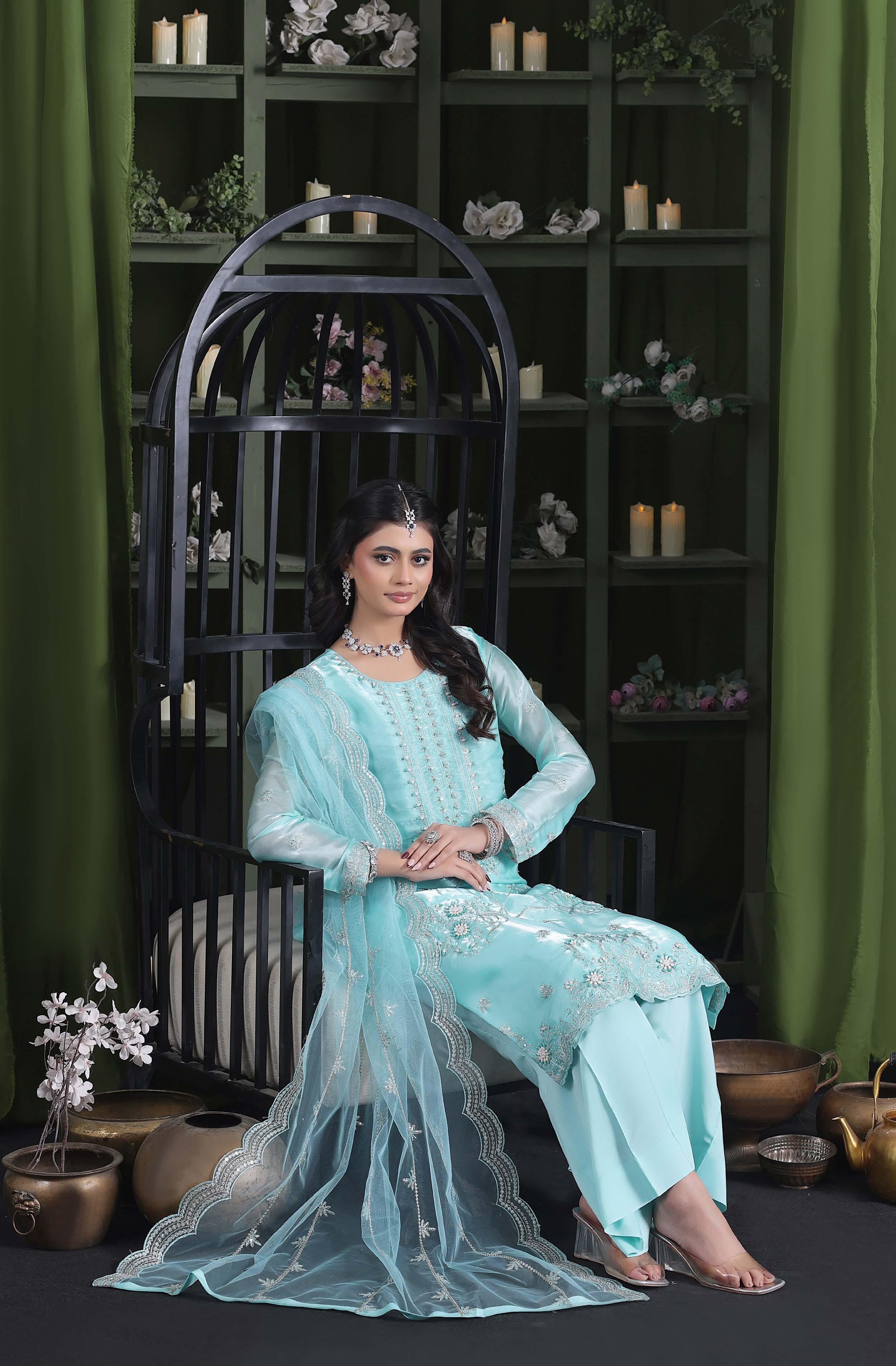 Heer Luxury Sheesha Silk Embroidered with Hand embellishments | Unstitched HSL-7882