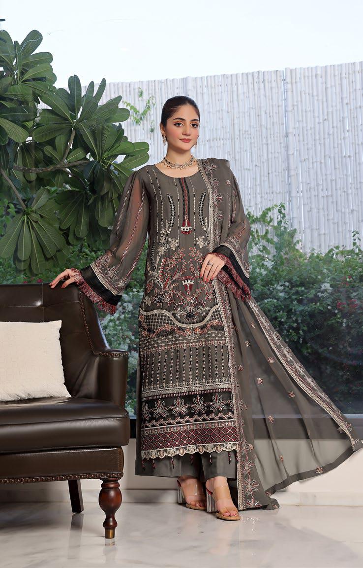 Luxury Chiffon Unstitched | DMS-2447 (𝟎𝟏 𝐥𝐞𝐟𝐭 𝐨𝐧𝐥𝐲)