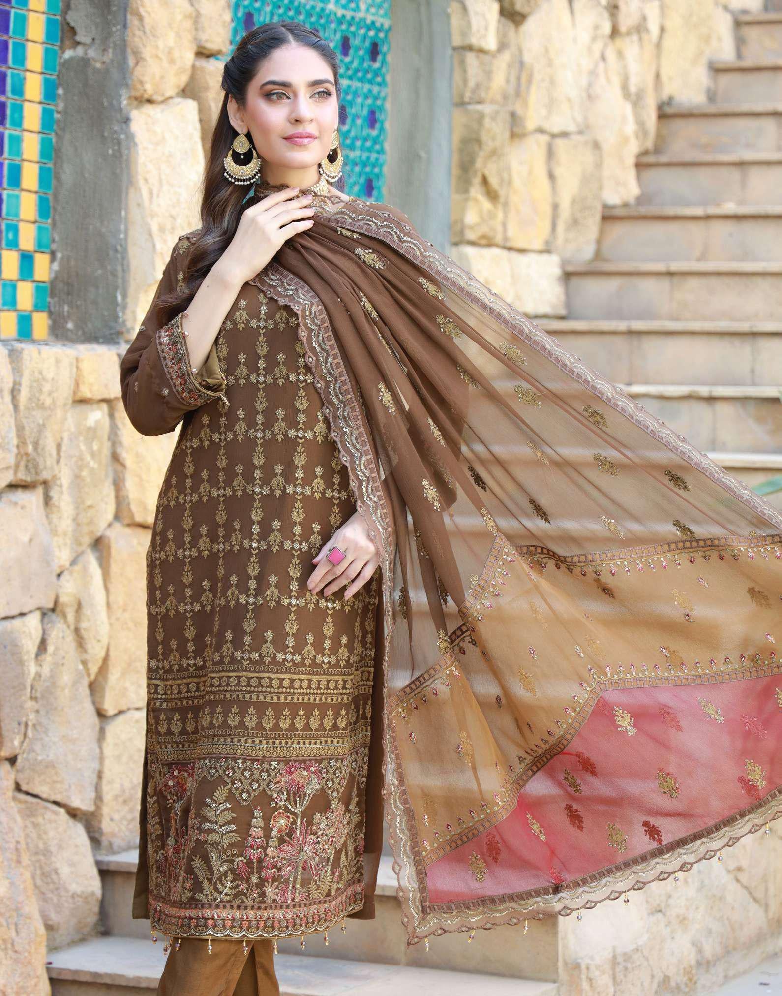 Maria's Luxury Chiffon Embroidered | Unstitched D-5990 (𝟎𝟏 𝐥𝐞𝐟𝐭 𝐨𝐧𝐥𝐲)