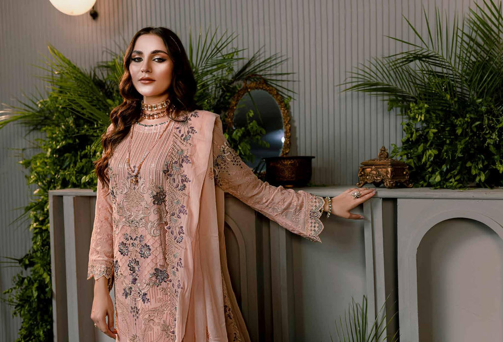 Amal Premium Chiffon Embroidered Suit | Unstitched AML-3101 (𝟎𝟏 𝐥𝐞𝐟𝐭 𝐨𝐧𝐥𝐲)