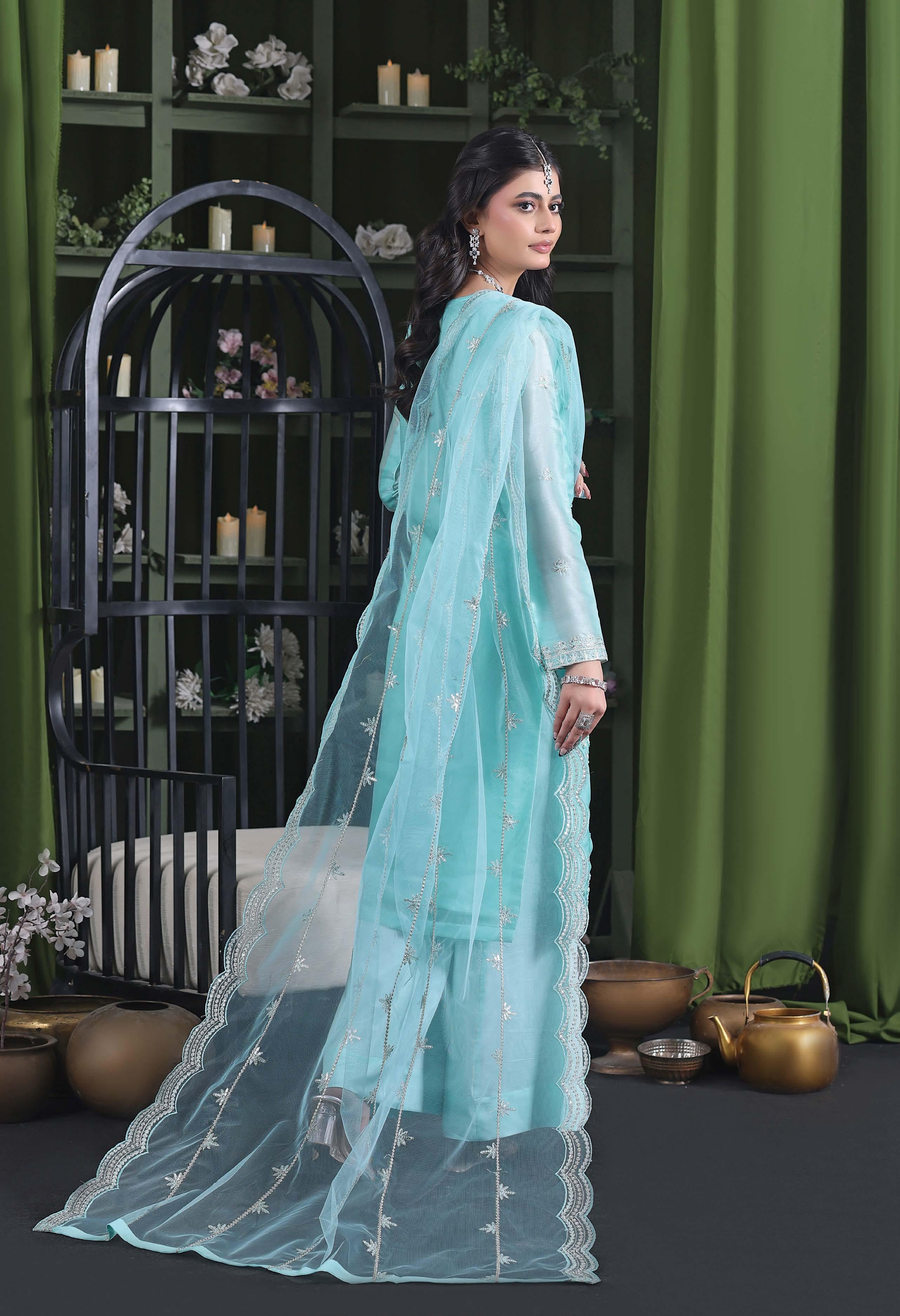 Heer Luxury Sheesha Silk Embroidered with Hand embellishments | Unstitched HSL-7882