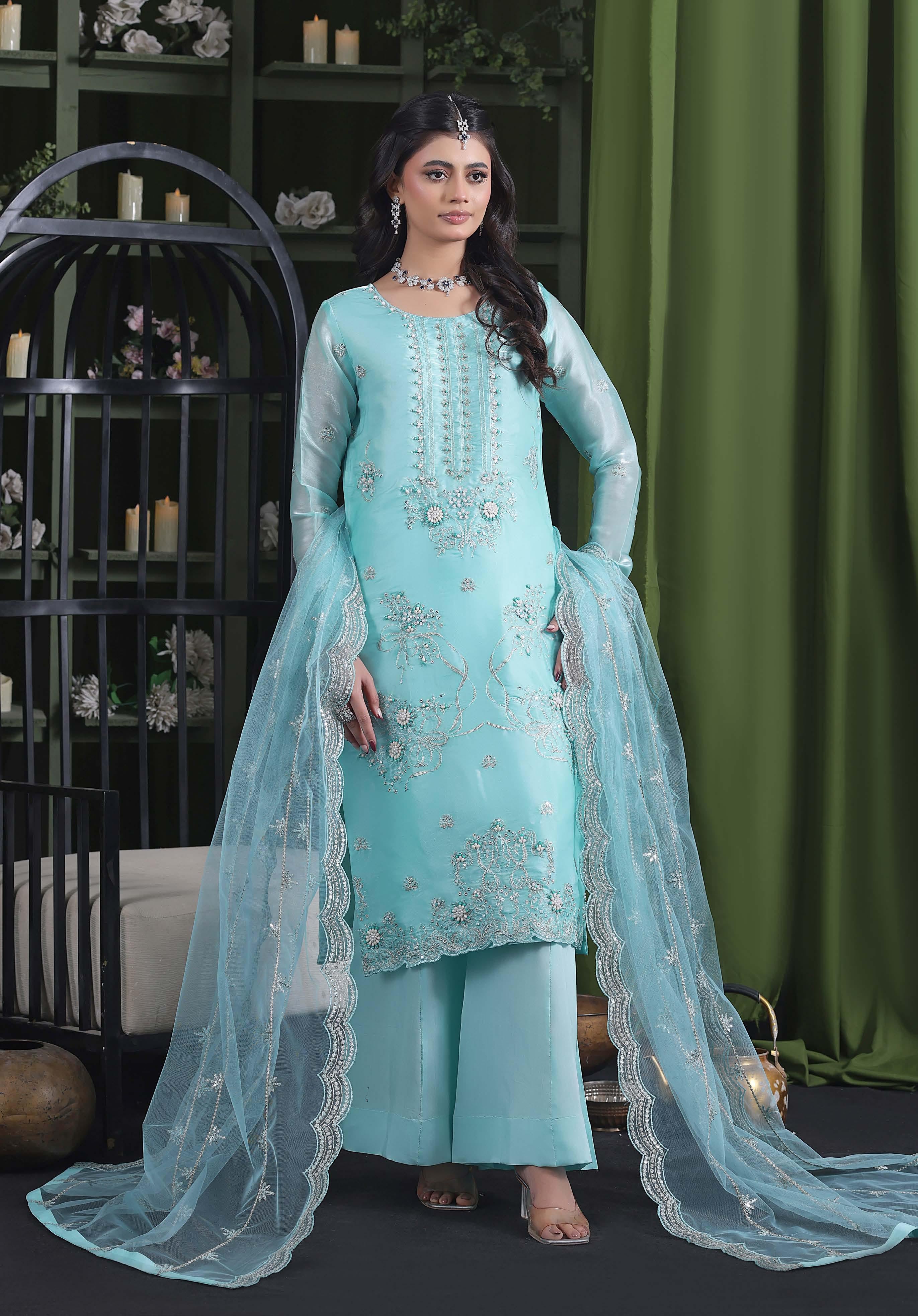 Heer Luxury Sheesha Silk Embroidered with Hand embellishments | Unstitched HSL-7882