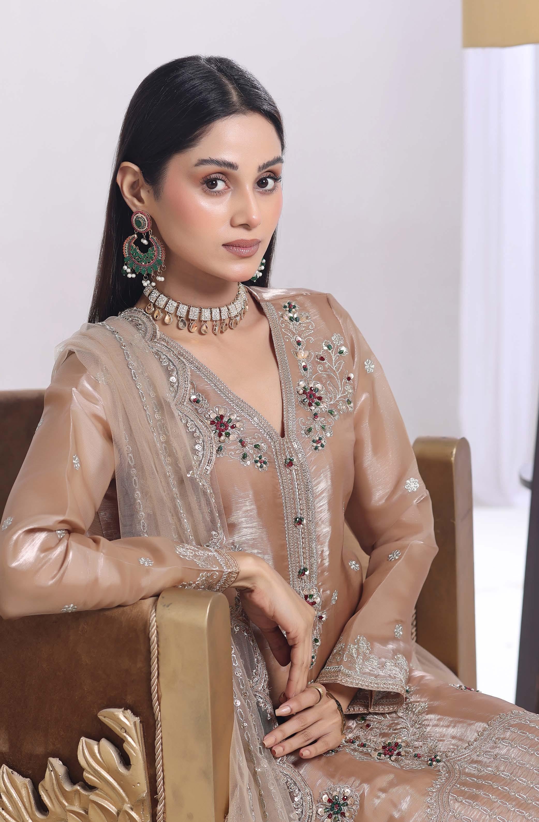 Zaria Luxury Sheesha Silk Embroidered with Hand embellishments | Unstitched ZSL-8402
