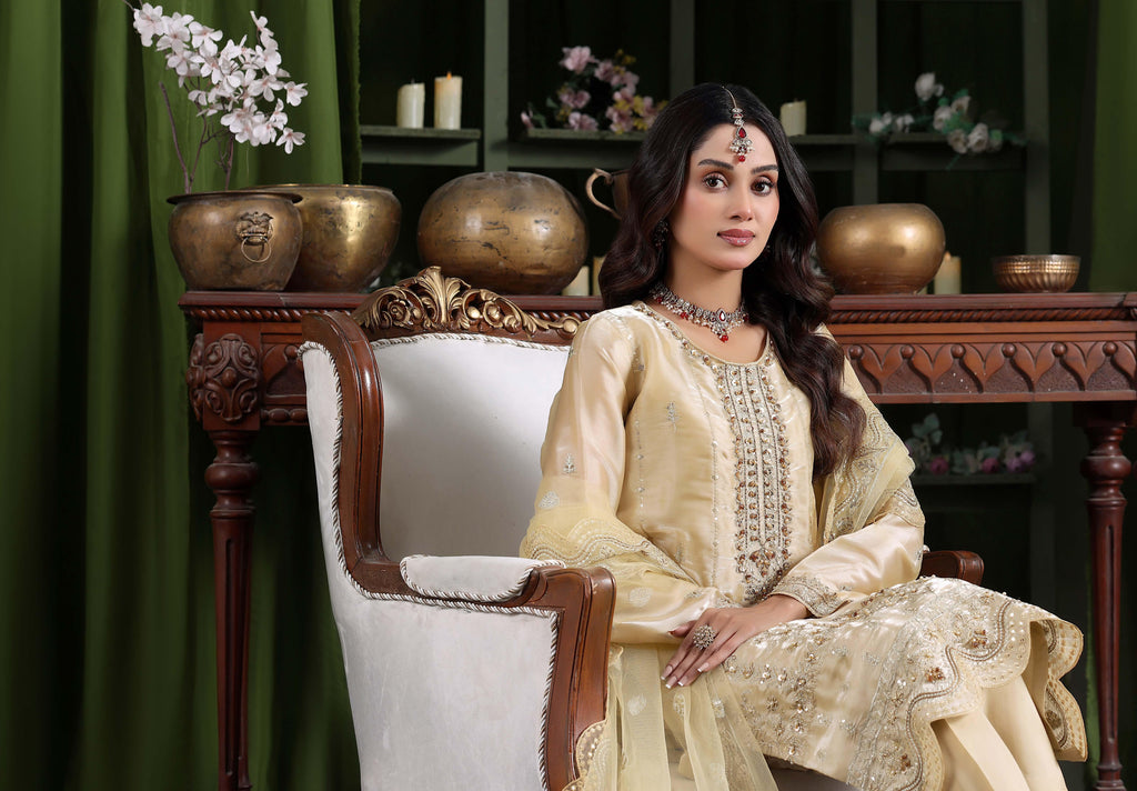 Heer Luxury Sheesha Silk Embroidered with Hand embellishments | Unstitched HSL-7883