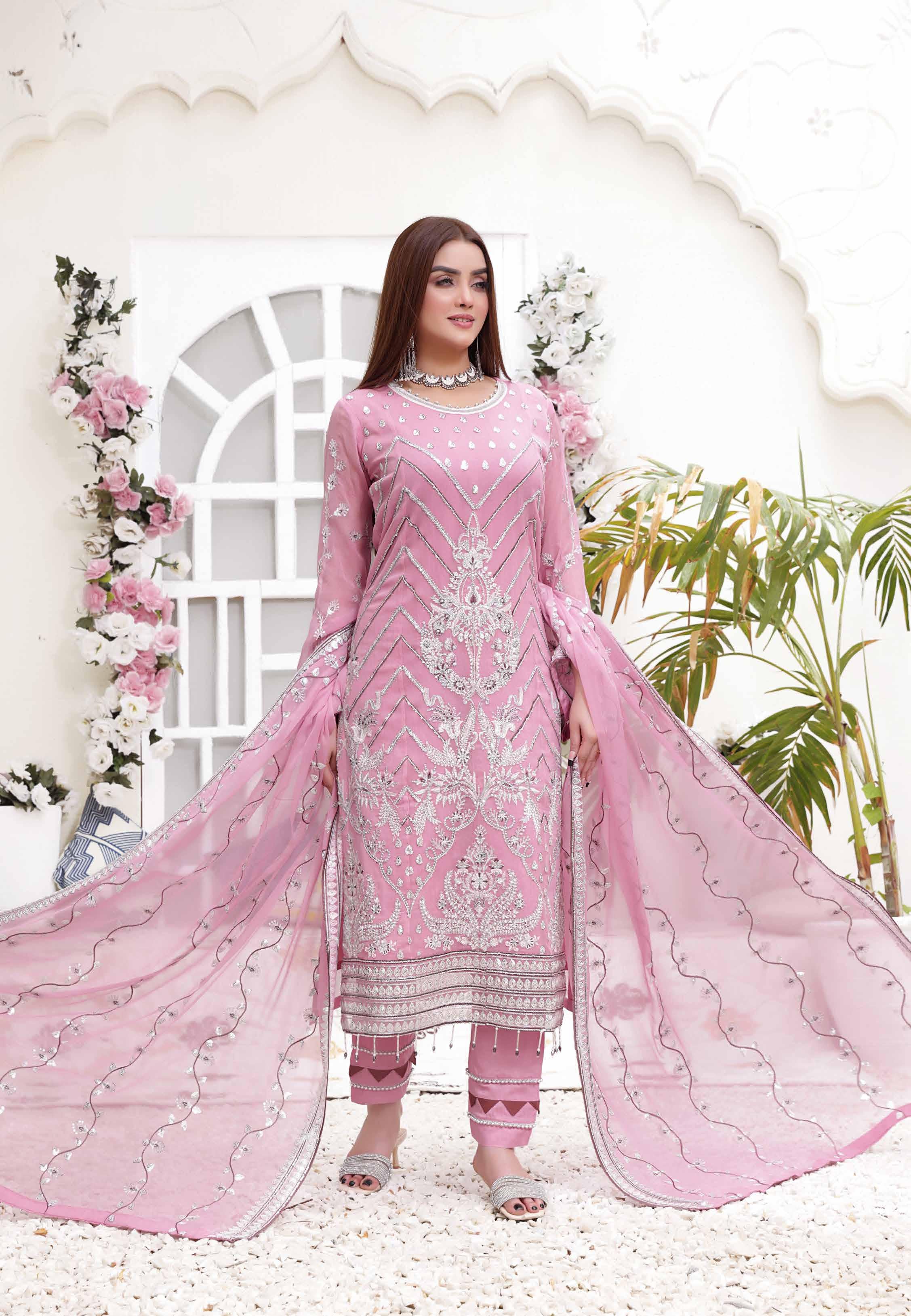 FORMAL CHIFFON UN-STITCHED JM-1206 (𝟎𝟏 𝐥𝐞𝐟𝐭 𝐨𝐧𝐥𝐲)