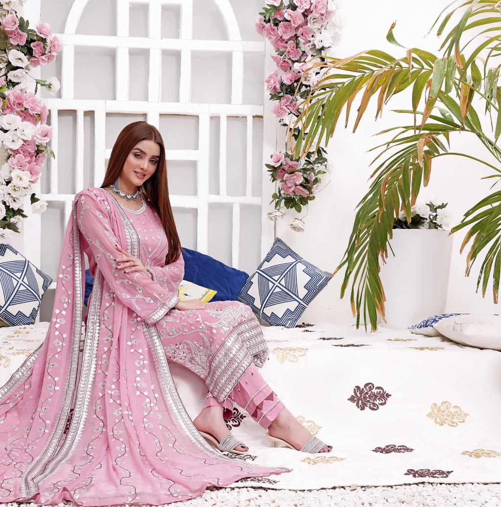 FORMAL CHIFFON UN-STITCHED JM-1206 (𝟎𝟏 𝐥𝐞𝐟𝐭 𝐨𝐧𝐥𝐲)