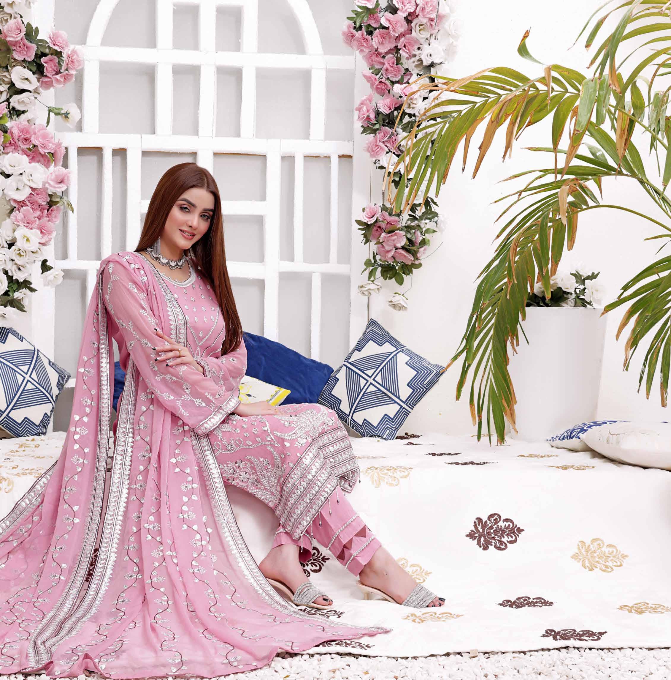 FORMAL CHIFFON UN-STITCHED JM-1206 (𝟎𝟏 𝐥𝐞𝐟𝐭 𝐨𝐧𝐥𝐲)