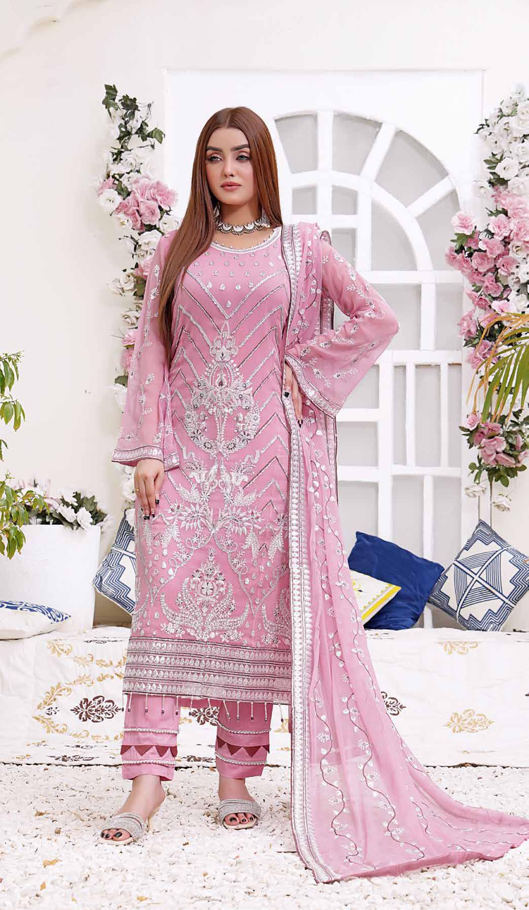 FORMAL CHIFFON UN-STITCHED JM-1206 (𝟎𝟏 𝐥𝐞𝐟𝐭 𝐨𝐧𝐥𝐲)