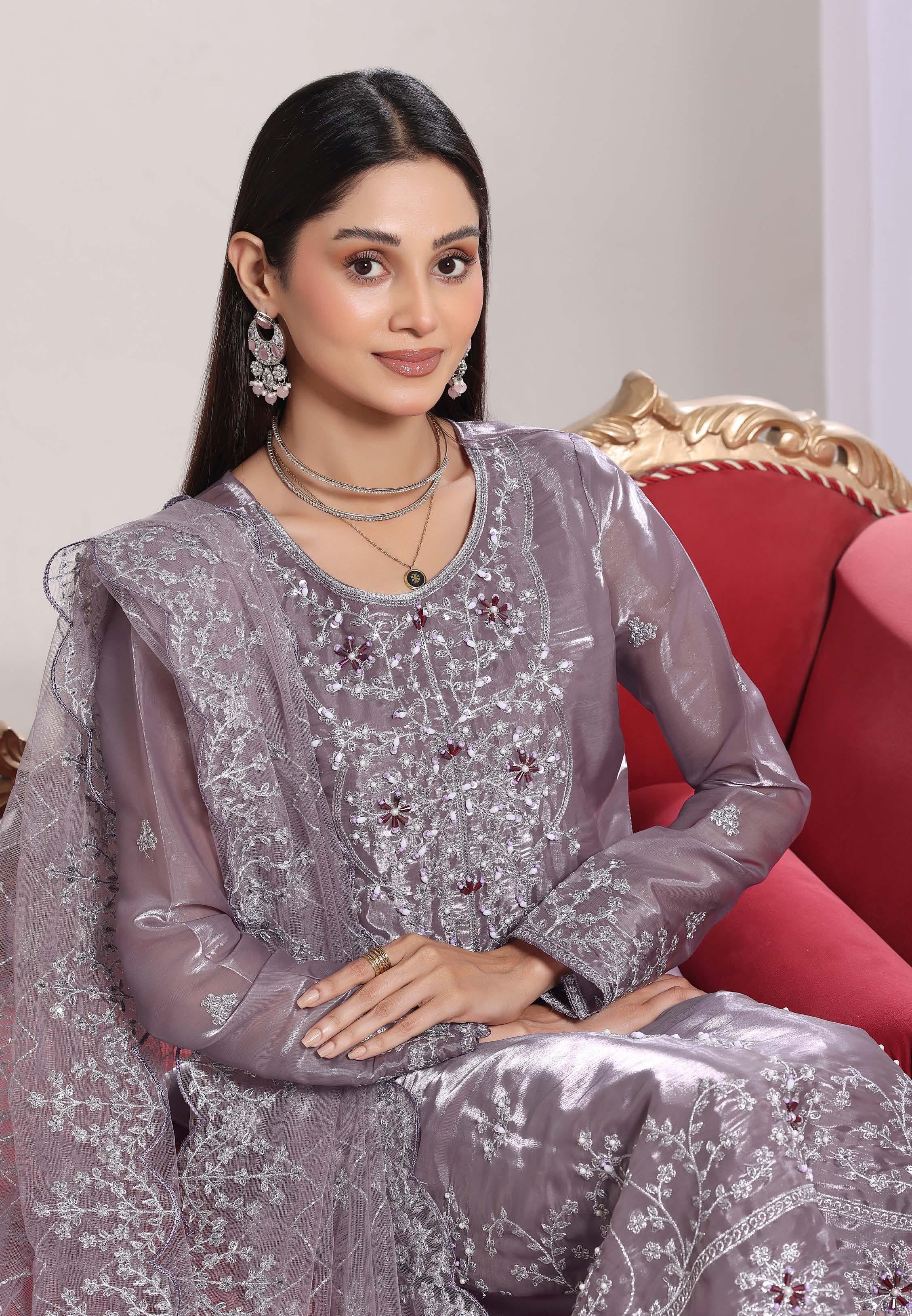 Zaria Luxury Sheesha Silk Embroidered with Hand embellishments | Unstitched ZSL-8403