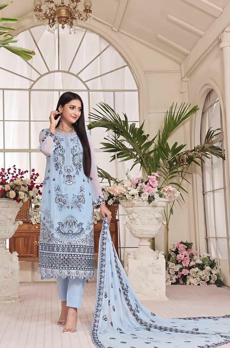 Formal Chiffon Embroidered | Unstitched D-1107 (𝟎𝟏 𝐥𝐞𝐟𝐭 𝐨𝐧𝐥𝐲)