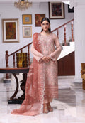 ANZ-2014 Exclusive Chiffon Embroidered | Unstitched Peach