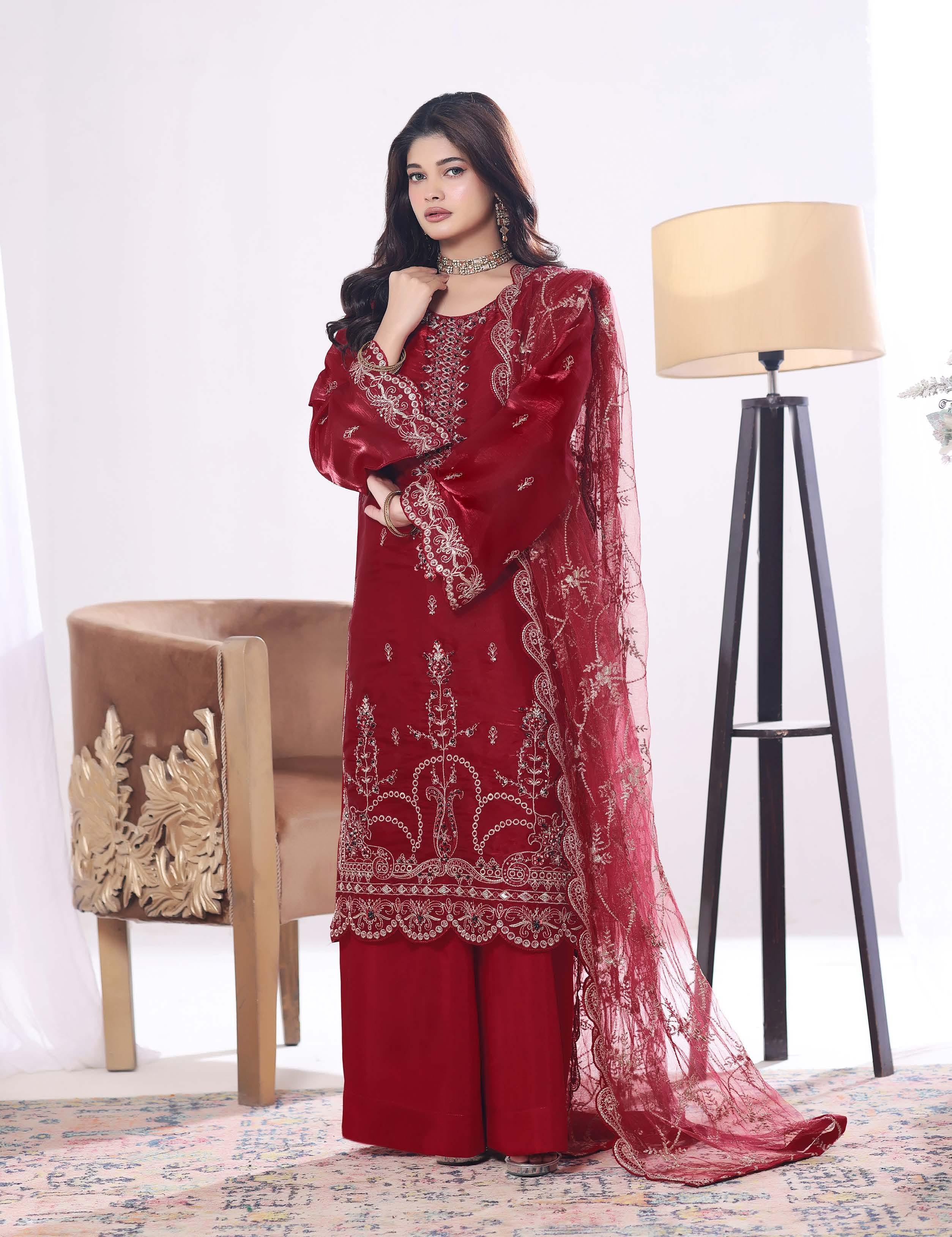 Zaria Luxury Sheesha Silk Embroidered with Hand embellishments | Unstitched ZSL-8404