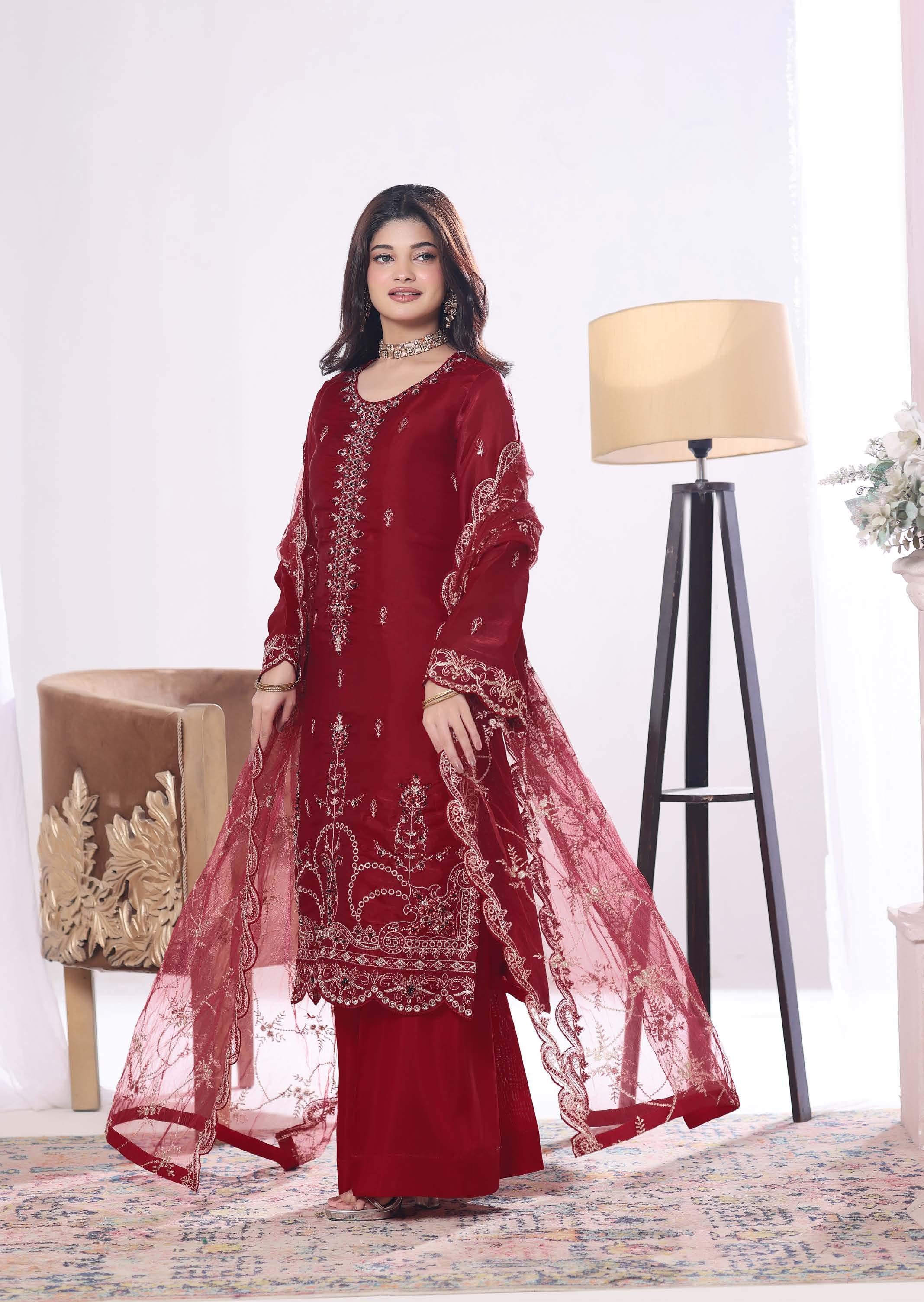 Zaria Luxury Sheesha Silk Embroidered with Hand embellishments | Unstitched ZSL-8404