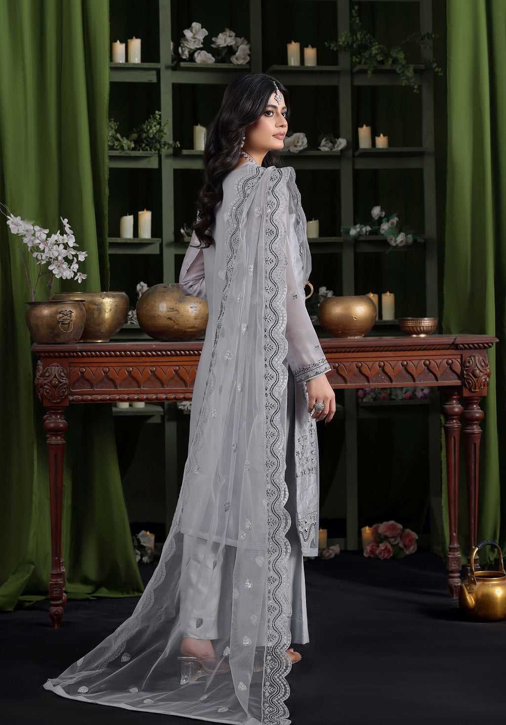 Heer Luxury Sheesha Silk Embroidered with Hand embellishments | Unstitched HSL-7884