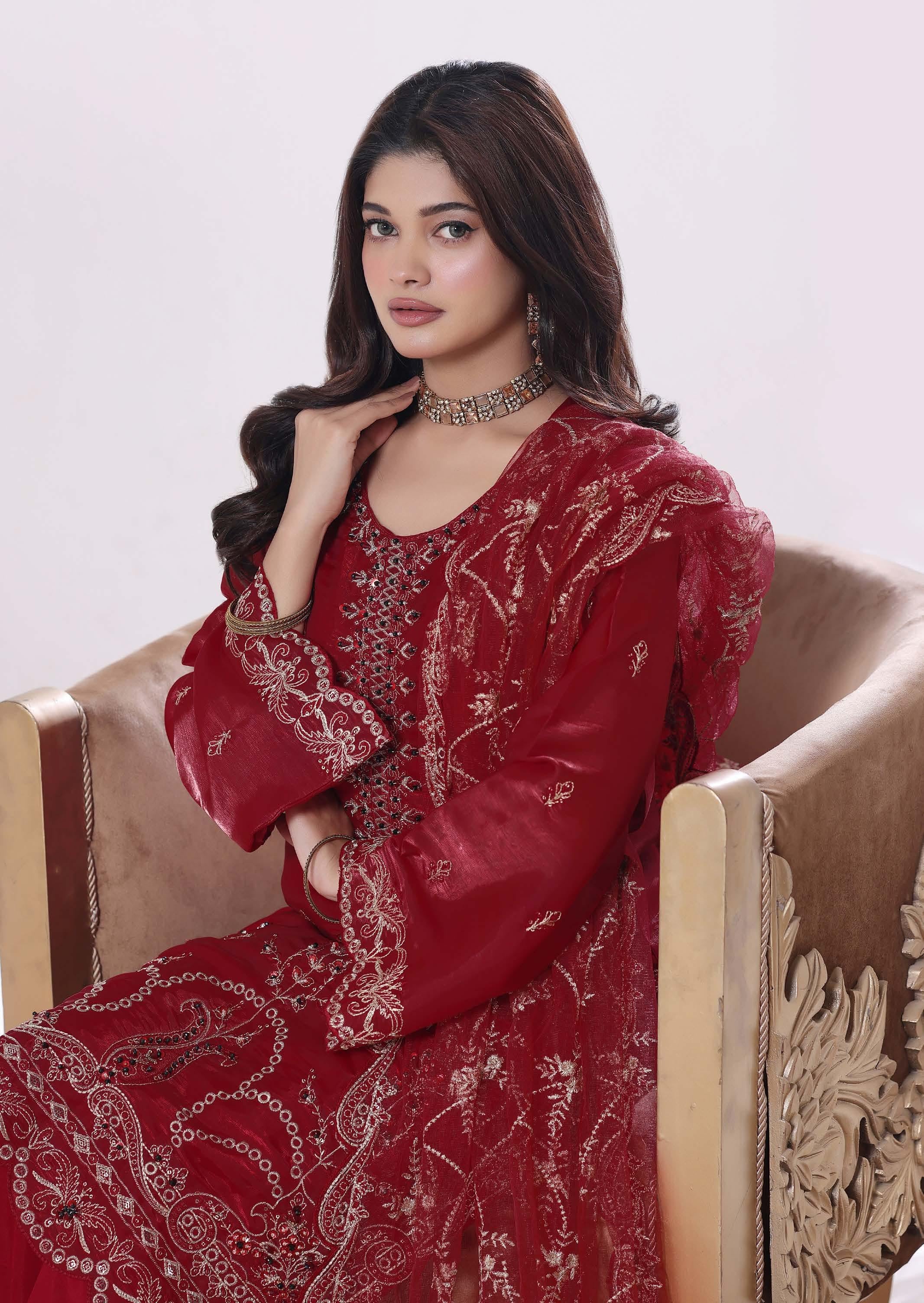 Zaria Luxury Sheesha Silk Embroidered with Hand embellishments | Unstitched ZSL-8404