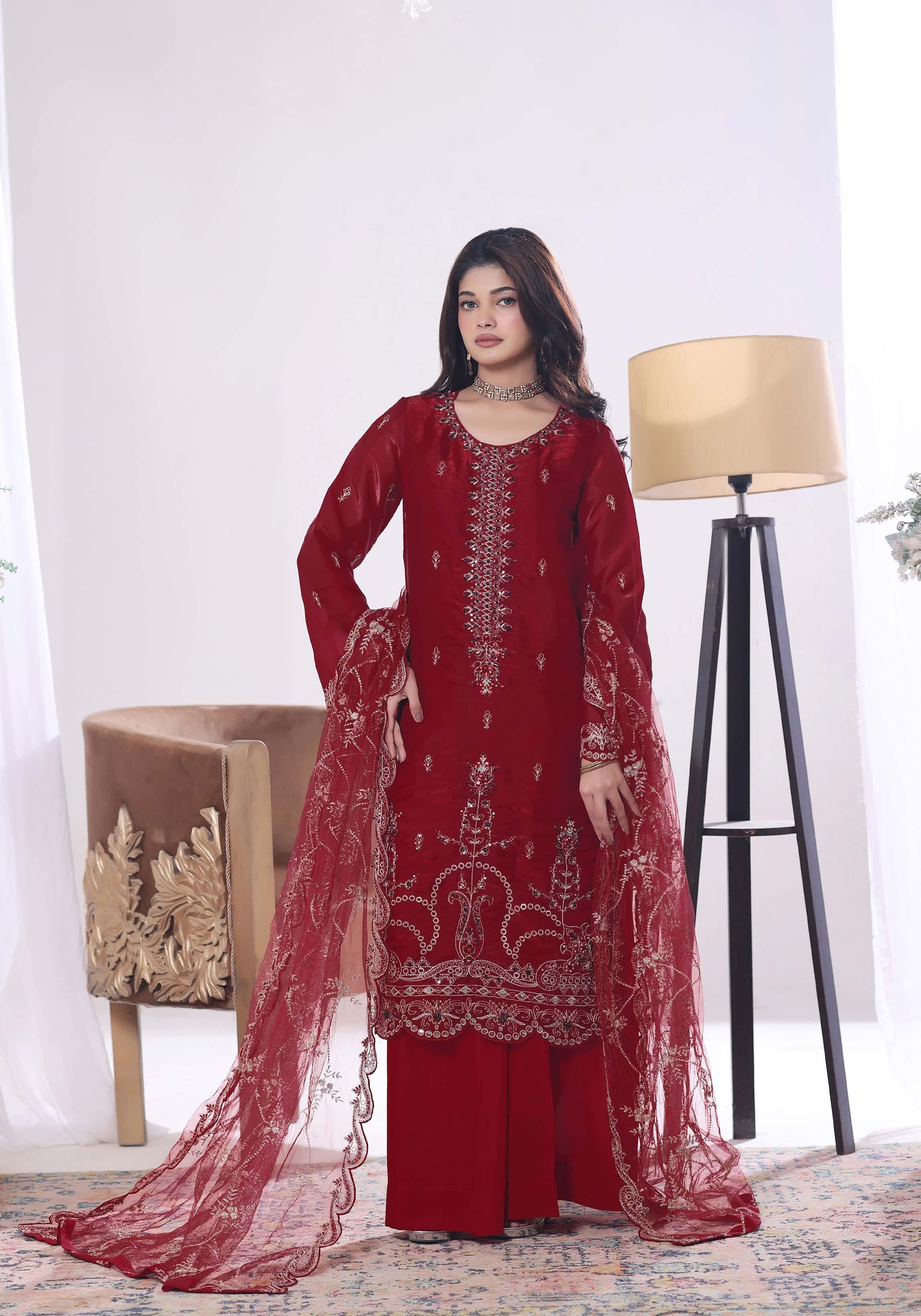 Zaria Luxury Sheesha Silk Embroidered with Hand embellishments | Unstitched ZSL-8404