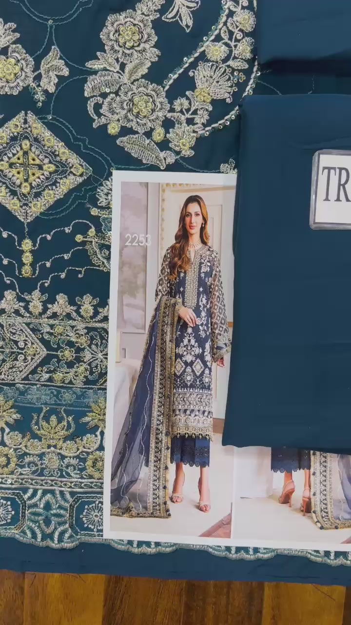 Baroque luxury Chiffon Embroidered | 3 Piece Unstitched D-2253