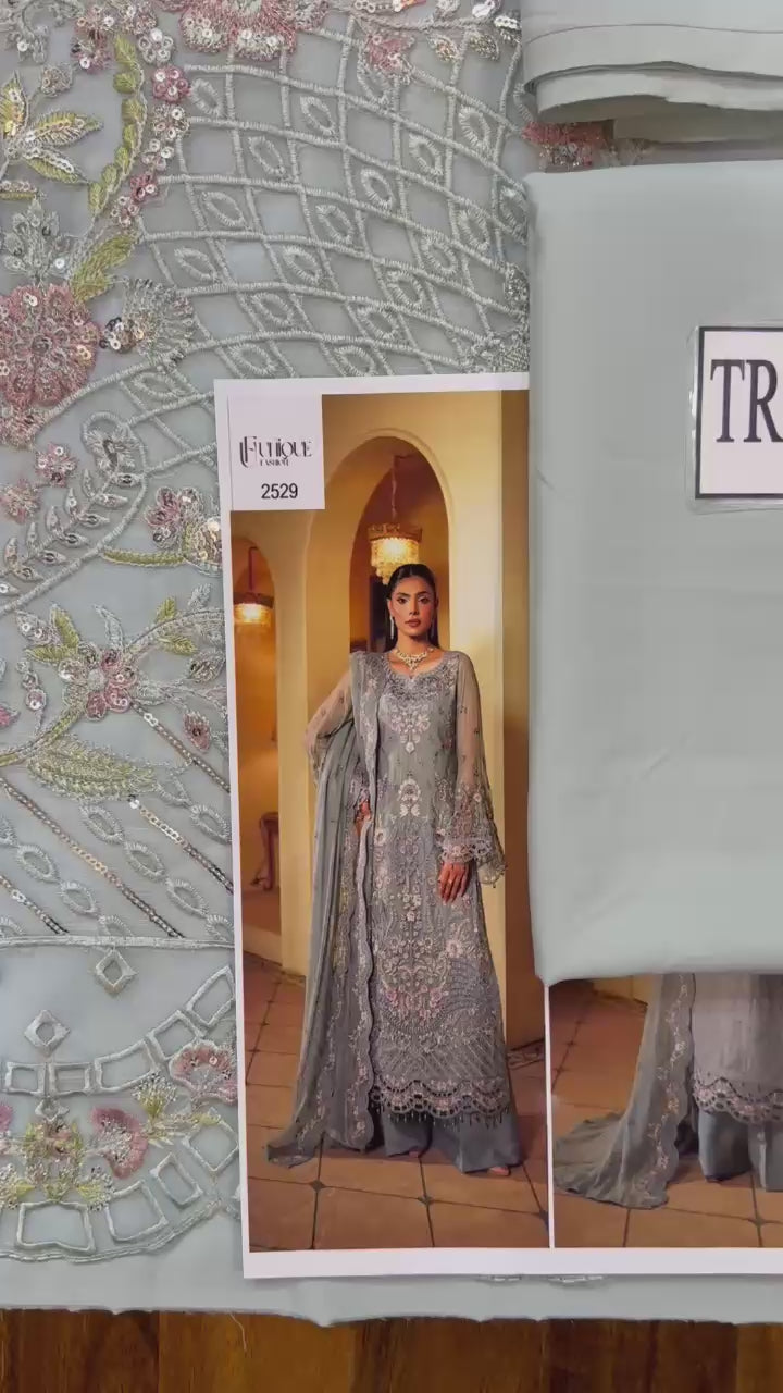 Mariyams Premium Chiffon Embroidered | 3 Piece Unstitched D-2529