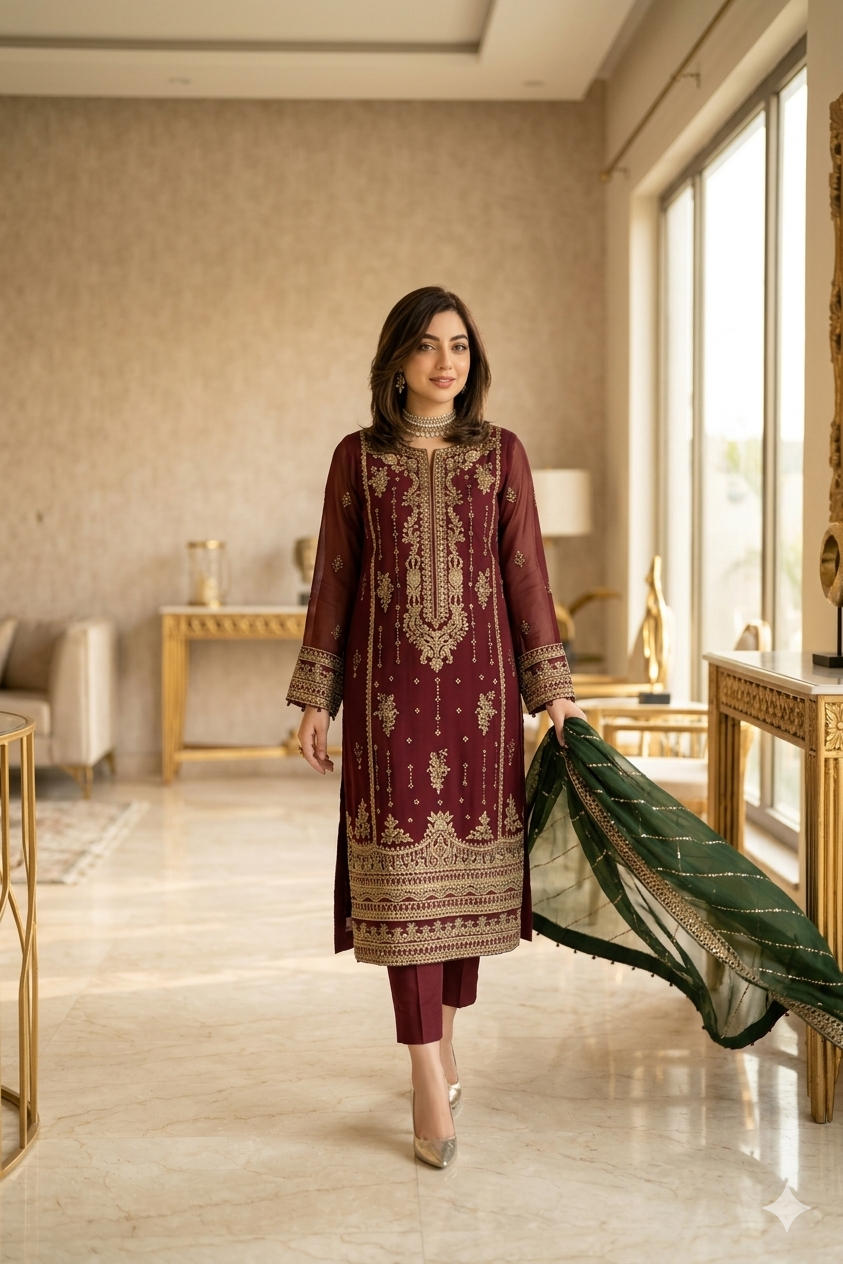 Mahi Luxury Chiffon Emboridered | 3 Piece Unstitched