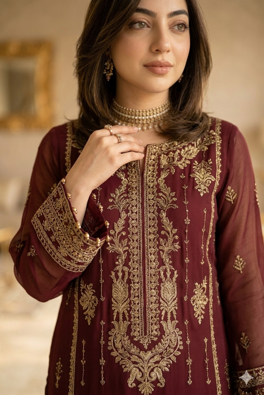 Mahi Luxury Chiffon Emboridered | 3 Piece Unstitched