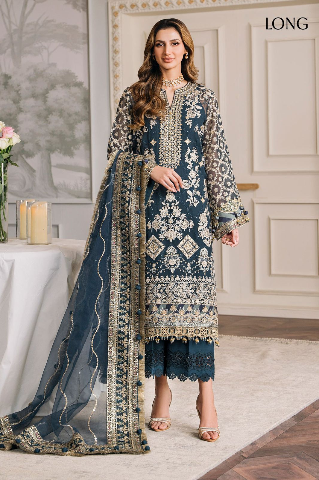 Baroque luxury Chiffon Embroidered | 3 Piece Unstitched D-2253
