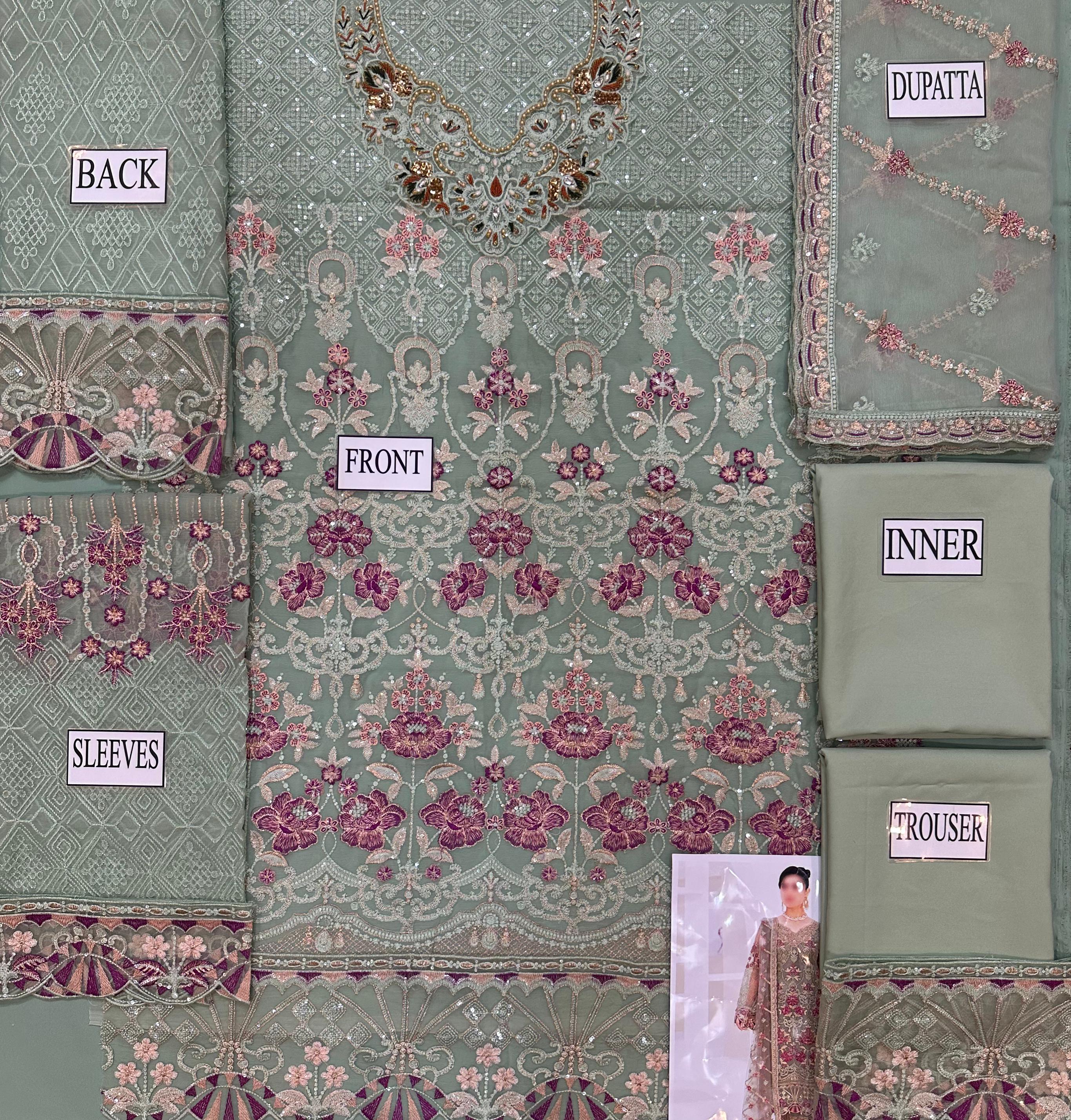 Maria.B Premium Chiffon Embroidered Exclusive Chiffon Dupatta | 3 Piece Unstitched D-2528