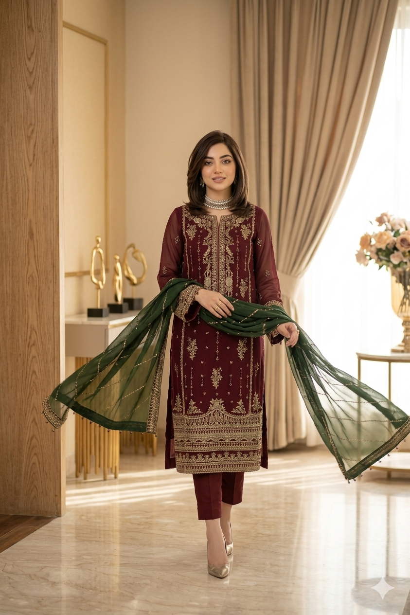 Mahi Luxury Chiffon Emboridered | 3 Piece Unstitched