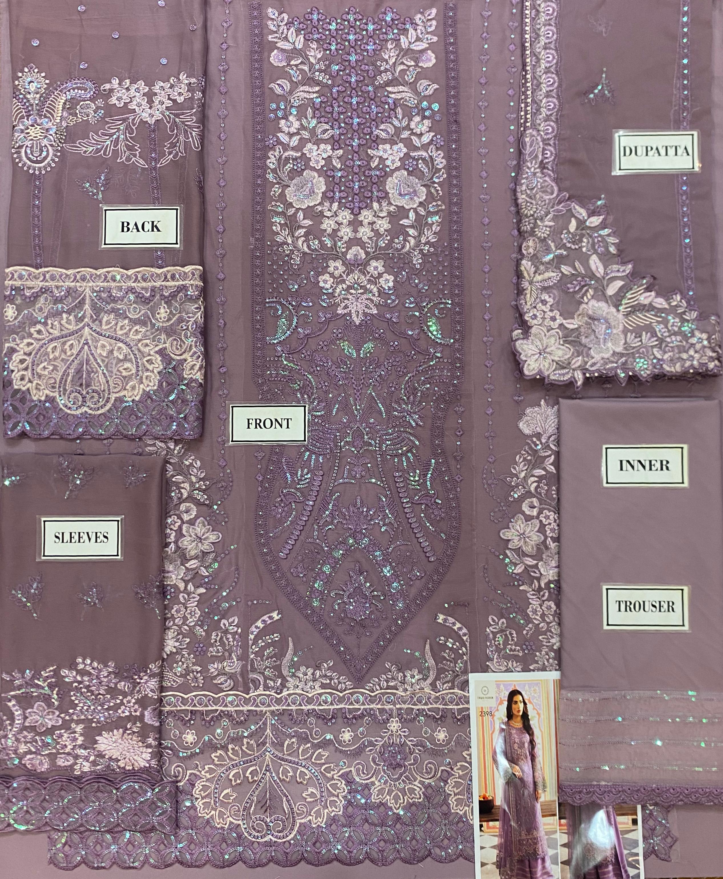 Zainab Chottani Luxury Chiffon Embroidered | 3 Piece Unstitched D-2398